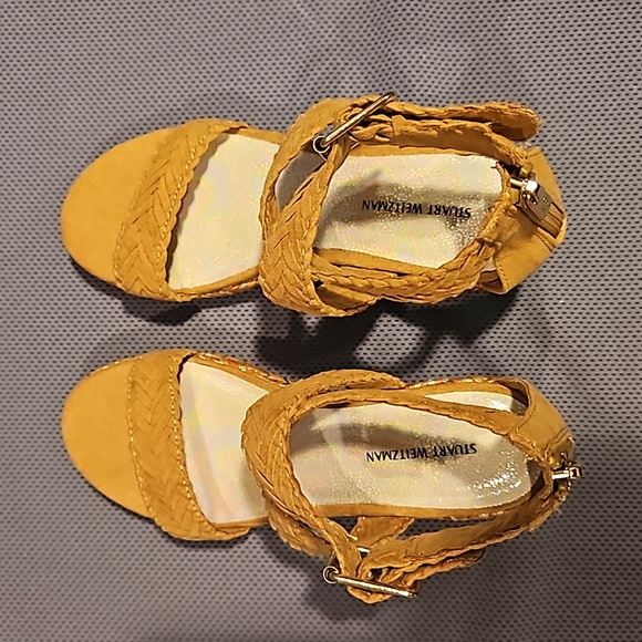 Stuart Weitzman Akilah Sparkle Tan Braided Wedge Sandal - Picture 5 of 12